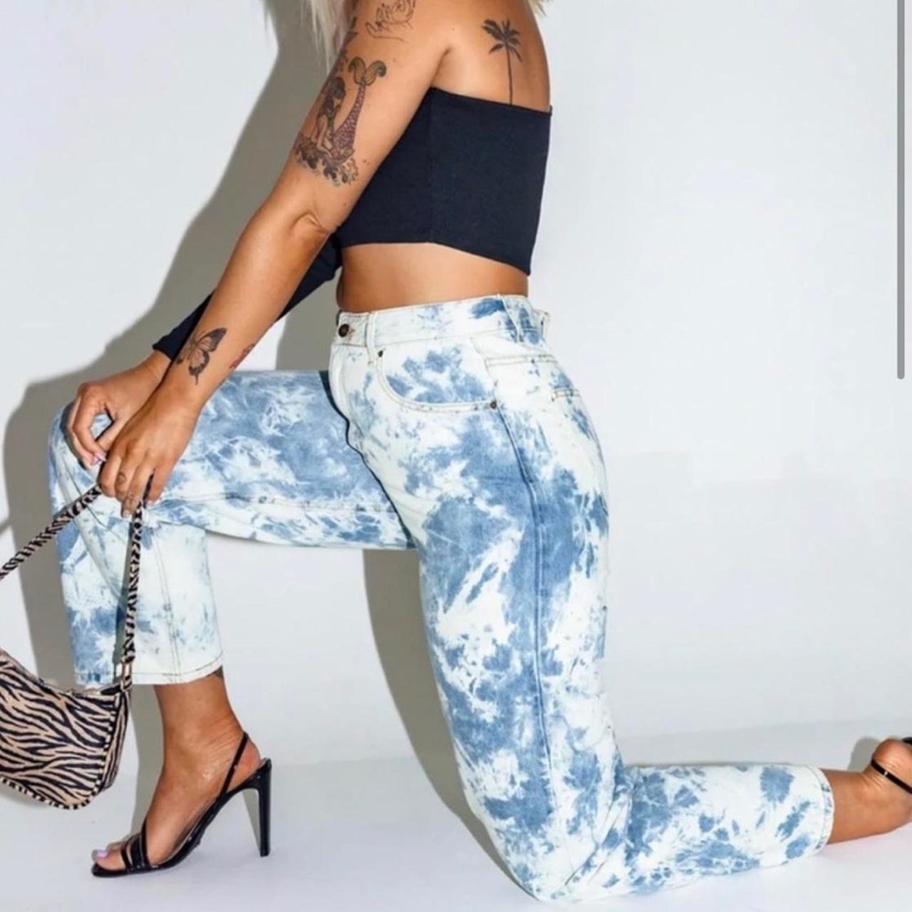 Lioness Jeans High Rise Tye Dyed Bleached 90’s Baggy Jeans Size 4